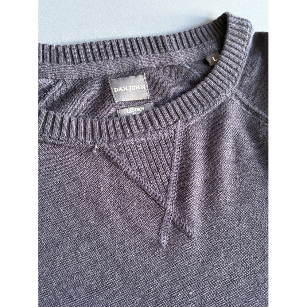 Dan John Men's Knit Sweater – Size Medium – Navy Blue Linen Blend